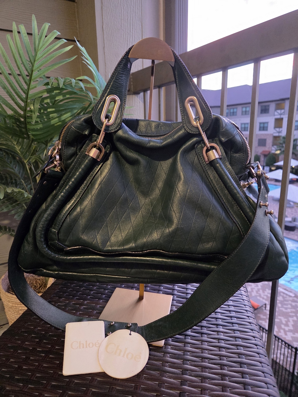 Chloe green Quilted Leather Paraty Satchel